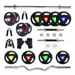 Protoner Home Gym Set,Professional Adjustable Rubber Coated Weight Plates(30Mm Hole) ,15 kg