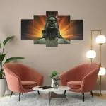 Perpetual Adiyogi Paintings for Wall Decoration | 3D Scenery Vastu Wall Painting Set of 5 (75X43 CM)