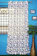 Parda Online White Tissue Printed Eyelet Space Window Curtain 9ft, (Pack of 1)