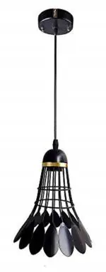 Shuttlecock Design False Ceiling Hanging Metal Pendant Lights Lamps (Bulb Included), Black