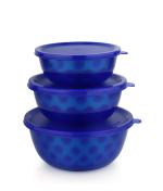 KITCHEN CLUE Stainless Steel Microwave Safe Containers - 600ml + 800ml + 1300ml (Pack Of 3Pcs)