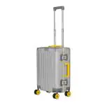 EUME Aluminium Cabin Luggage 50 Cm Trolley Bags for Travel | Small Size High-End Anodized 100% Aluminium 8 SilentRun Wheels No Zipper Suitcase (Aluminium silver)