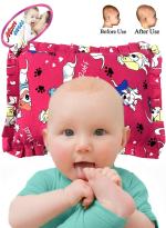 MOM CARES Dark Pink Mustard Seed Newborn Baby Pillow Ideal For Round Head Shaping (0-12 M)