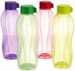 Tupperware Plastic Water Bottle l 1Litre l Set of 4 l Multicolor l Water Bottle l Translucent