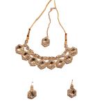 Glamaa Beautiful Alloy Silver Plated AdD Neckless with Stone