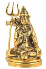 Webelkart Gold Plated Metal Goddess Saraswati Lord Shiva Showpiece Idol (Gold Oxidize Finished, Medium, 9 Inch)