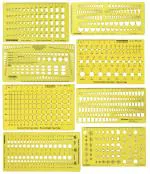 Traceease 8 Pieces Lot Jewelry Designing Template Drafting Tools For Stone Size & Weight Calculator, Mix-Pattern Jewellery Stencil