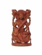 Breeze Handicrafts Pure Sandalwood Hindu Goddess Saraswati Idol For Home Height 3 Inch (7.62 cm)