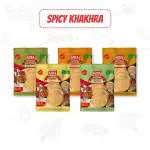 KMA Khakhra Spicy Combo | Super Saver Pack | Premium Handmade Roasted Gujarati Khakhra | Healthy Indian Snacks | 5 Flavors | 200g Each