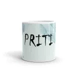 Rish Priti Name Theme Printed Light Blue Ceramic Coffee Mug, 350 Ml
