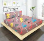 Filymore Danasour Bedsheet Made with Microfiber Wrinkle Free Soft Hypoallergenic Cartoon Printed Double Bed QueenKing Size for Kids (90x90 Inches Boys Girls Room)(Brown)