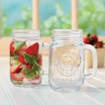 Golden bird Old Fashioned Glass Drinking Jars Mason Jar Mugs with Handle and Straw Random Color Lid (500.00, cylindrical, 2, GB-456)