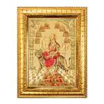 Hawai Shree Nav Durga Sherawali Wooden Wall Hanging Religious Photo Frame for Worship Use SFDI558GLDFRM 8.5x7 inch