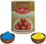 Yuvraj Bikaneri Sweets Gulab jamun 1 kg with Holi gulal 2 colours gifts of Holi Festival Combo