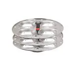 HAZEL Food Grade Stainless Steel Regular Idli Plate, 3-Rack Plates, 12 idlis