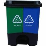 Regalo 2 In 1 Dustbin - Dry Waste and Wet Waste Step-On Dustbin, Green & Blue (Small)