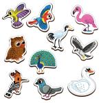 Mini Leaves Multicolor Engineered Wood Birds Fridge Magnets Cut Outs Birds (Set Of 10)