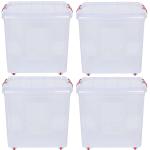 NAYASA WITH DEVICE OF FLOWERS Multipurpose Plastic Rectangular Storage Container Box with Lid, Lock, Wheel and Handle / Stackble 25000ml Toy Box (Transparent / Pack of 4)
