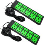 Sanhan ELECTRIC BOARD EXTENSION CORD POWER STRIP SURGE PROTECTOR MULTI PLUG 10 sockets with 3m wire (pack of 2) 10 Socket Extension Boards (Green, 3 m)