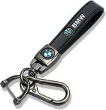 Blue Aura Mismil Black Leather Keychain For Bmw Car Remote Key Chain