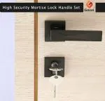 GOSAI Matt Black Mortise Door Lock Handles Set for Main Door | Home | Hotel | Bed Room | High Security Door Lock Handle Set with 3 Computerized Key