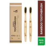 IMVELO GREEN YOUR HYGIENE Bamboo Toothbrush with Charcoal Activated Soft Bristles | Adult - Pack of 2 | Natural Wooden ECO Friendly & Biodegradable Manual Toothbrush