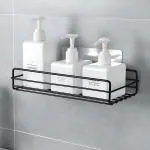 Homeleven Self-Adhesive Metal Bathroom Shelf-Multipurpose Rack Organizer Shelf for Bathroom & Kitchen Black