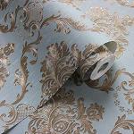 Eurotex Polypropylene Blue Damask Design PVC Wallpaper 53 x 1000 cm (57sqft-6245)