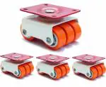 FLIPROLL - Six Wheel Caster Revolving Type RED & WHITE - Caster Wheel Moveable For Furnitures , Bed , Trolley , Table , Coolers ETC