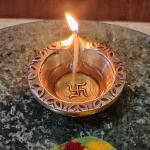 Divya Mantra Golden Brass Swastik Diya ,DM00017