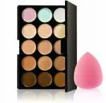 Lenon 15 Colors Contour Concealer Palette+ 1 Beauty Flawless Makeup Blender Puff (2 Items in the set)