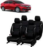 AUTO-SAFE Black, Silver Leather Car Seat Cover for Honda Amaze