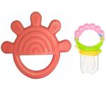 Enorme Silicone Orange Star Shape Teething Teether and Ring Style Food Fruit Feeder Nibbler Pacifier for Babies
