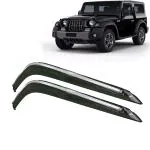 Kingsway Car Wind Deflectors Rain Guard Window Visor for Mahindra Thar 2020, 2021, 2022, 2023, 2024, 2025 Model, Car Chrome Lining Door Visor Heavy Online India, Car Sun Shades