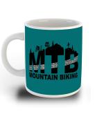 Whats Your Kick MTB Mountain Biking Quotes With Light Blue Background Printed White Ceramic Coffee Mug 325 ML
