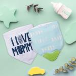 Baby Moo Feeding Bandana Bibs Pack Of 2 I Love Mummy White And Blue