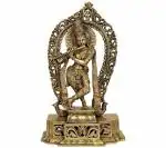 Idol Collections Brown Brass Shri Krishna Murti Statue, Idol Collections Gold Lord Vishnu And Goddess Lakshmi 17.5 Inch