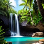 Love Creation 12x18 Size poster print for creative wall art- tropical-paradise-oasis-print-8928(Non Sticker)