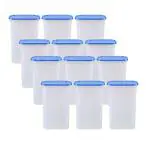 Cutting EDGE Modular 3 Litre AirTight Kitchen Storage Container Set for Rice, Dal, Atta, Cereals, Stackable, BPA Free, Peppy Blue (Set of 12)