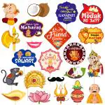 Zyozique Ganesh Puja Decorations Photo Booth Props/Ganesh Puja Decoration Items (Pack of 22)