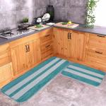 CWK Aqua White Microfiber Kitchen Floor Mat & Runner Set of 2 (40 x 60 & 40 x 120 cm)(RNR-CMB-1)