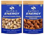 SoftArt Energy Energy Roasted & Salted Pista, Roasted Badamb Vacuum Pack - (Pack of 2, 500 g Each)