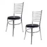 Tapodhani Steel Chair with Black Seat for Study, Office, Restaurant, Home ,Hotel-16x16 inches, 2 pcs
