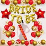 Zyozique Bridal Shower Decorations Set - Foil Banner,Sash,Red Star Foil Balloons,Confetti Balloons (Pack Of 44)