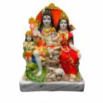 Rama Collections Marble Lord Shiva Parvati Kartikeya and Ganesha Murti Shiv Family Parivar Idol Statue for Home Décor Mandir Temple Gift Showpiece 9 INCH Height