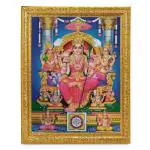 BM TRADERS Lalitha Devi Raja Rajeswari Beautiful Sparkle Print Elegant Photo in Golden Art Work Wall Hanging Frame (11 x 13 inch)
