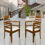 DZYN Furnitures AURA Teak Wood Arm Chair (Teak)