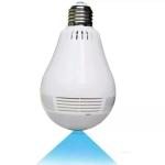 DDLC Wi-Fi Full Ultra HD 1080P CCTV Smart Security IP Led Bulb with Holder Light Vision Indoor Wireless Panoramic Fish Eye Shape Camera V380 Pro Application 2 Way Communication Recording Watch Live Anywhere Anytime Alarm Motion Detection (Bulb Camera)