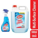 Senu Glass & Multi Surface Cleaner Spray with Streak Free Shine, Suitable for Windows, Bathroom Mirrors, Car Windshield,Dust Repellency, QTY : 5000 ml + 500ML