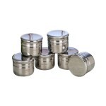 SERENE Stainless Steel Jars/Containers with Airtight Lids | Multipurpose Storage for Dryfruits, Snacks, Spices | Perfect Kitchen Storage [1082, 400 ML Each, Set of 6]